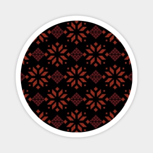 Realistic Palestinian Jordanian Embroidery Palestine Traditional Tatreez Pattern #4 blk-rd Magnet